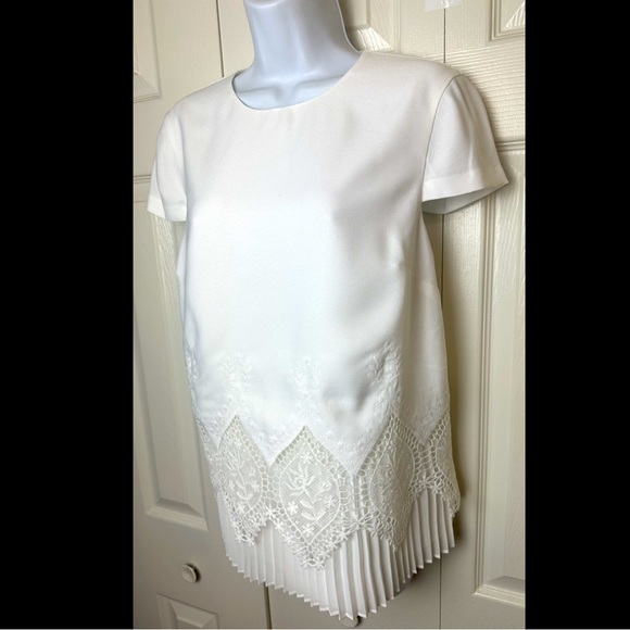TED BAKER Nardiya Delicate Blouse Top Shirt White Lave Pleated Hem Exposed Zip - Picture 4 of 14